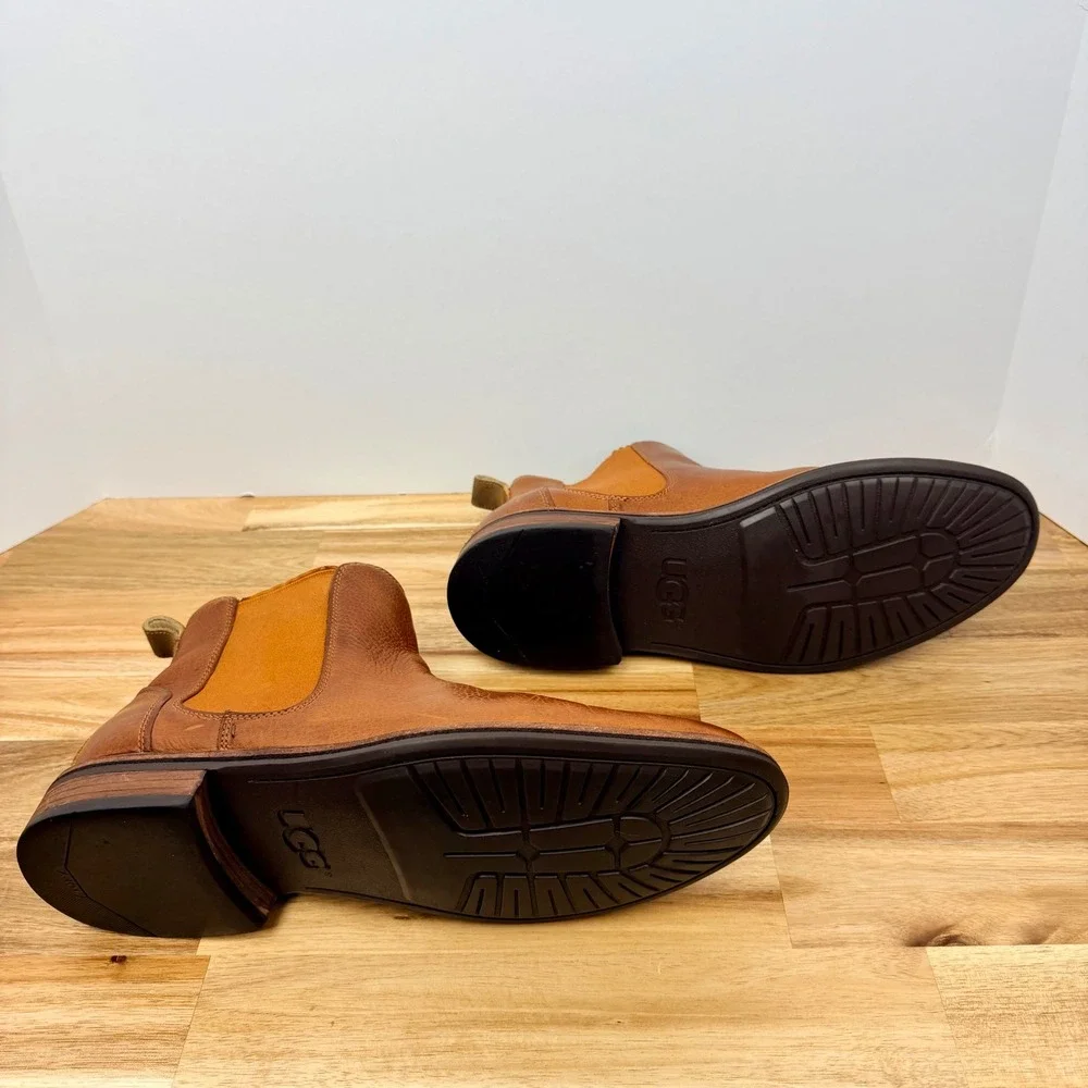 UGG Men's Brown Leather Chelsea Boots Chukka Ankle Boots Size 10